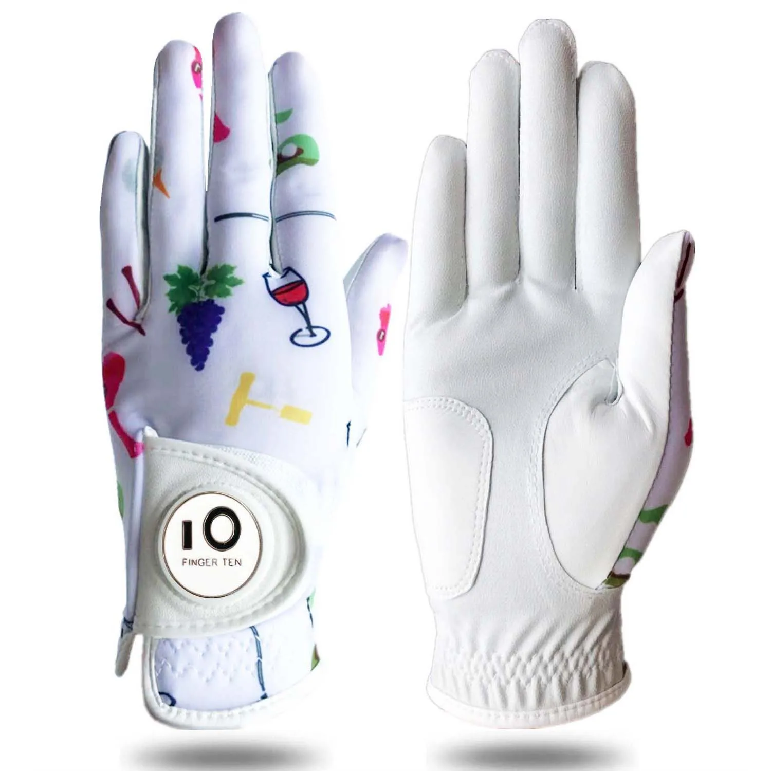 New Design Printed Premium Women's Golf Gloves Left Hand Right with Ball Marker Rh Lh Weathersof Grip Drop Shipping