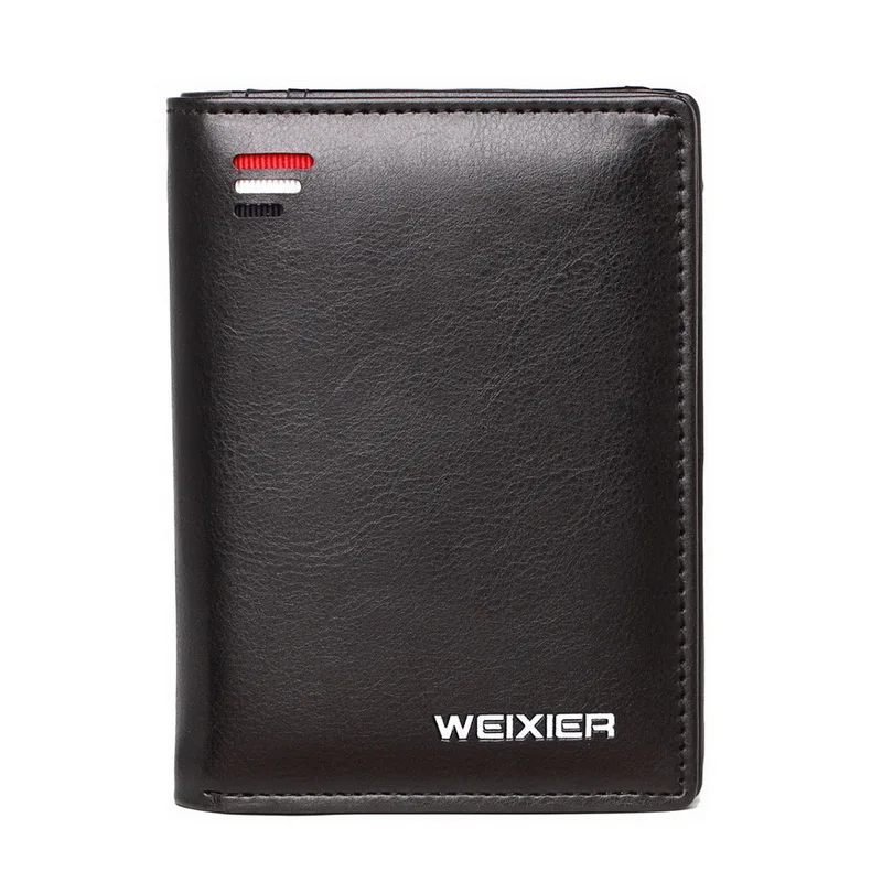 Litthing держатель для карт, мужские кошельки, сумка для денег, Мужской винтажный черный короткий кошелек, новинка, маленькие кожаные тонкие кошельки, Мини кошельки, тонкие - Цвет: Черный