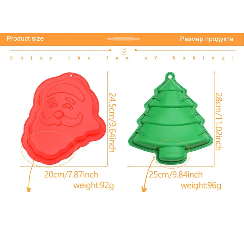 molde para hornear antiadherente Papá Noel y árbol de Navidad 20 x 24,5 x 3 cm y 25 x 28 x 4,5 cm rojo y verde KeepingcooX® Molde de silicona 3D para tartas de Navidad 