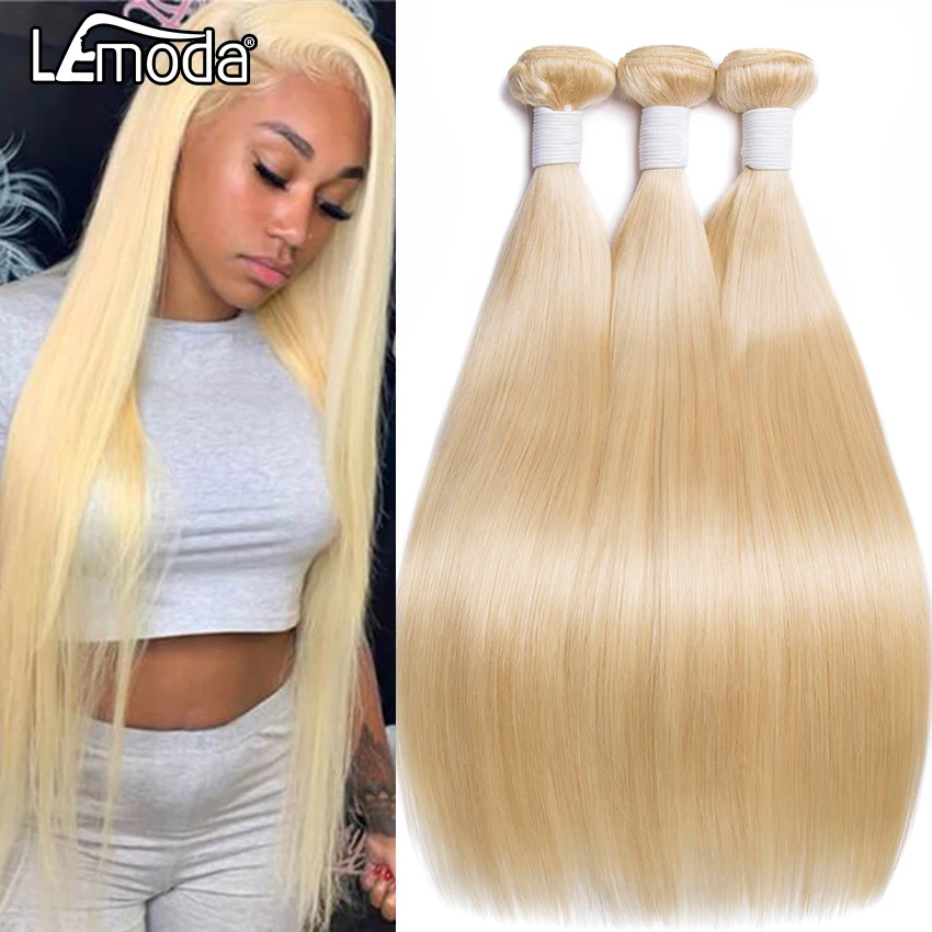 613 Blonde Bundles Brazilian Hair Straight Bundles 1/3/4 Bundle Deals Human Hair For Woman Remy Extensions Lemoda