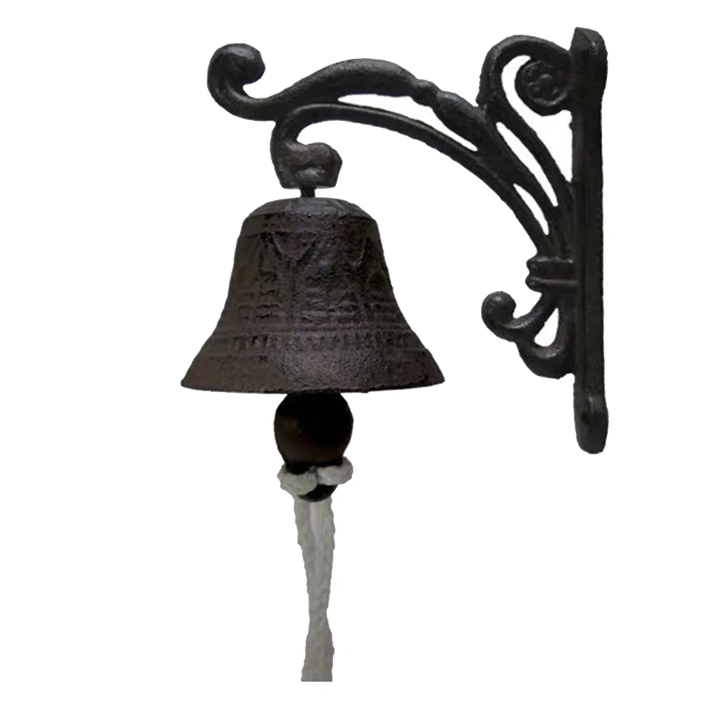 Outdoor Dinner Bells Cast Iron Bracket Mounts Bell Indoor Outdoor Wall Decor