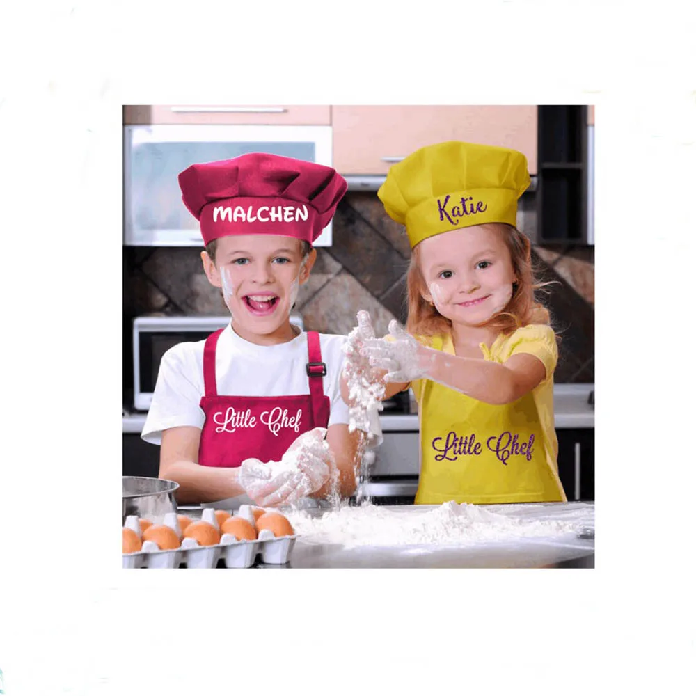 7 Colors Children&lsquo;s Personalized Kitchen Apron Name Kids Painting Baking Aprons Unique Child Birthday Party Gifts Supply