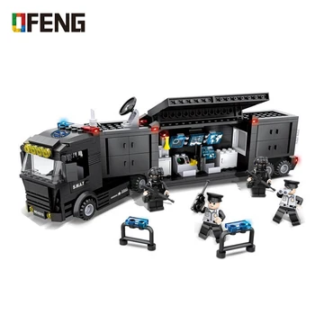 

Police Station SWAT Command Car Soldiers Building Block Technic Playmobil Figure Bricks Toys For Children Gifts6510