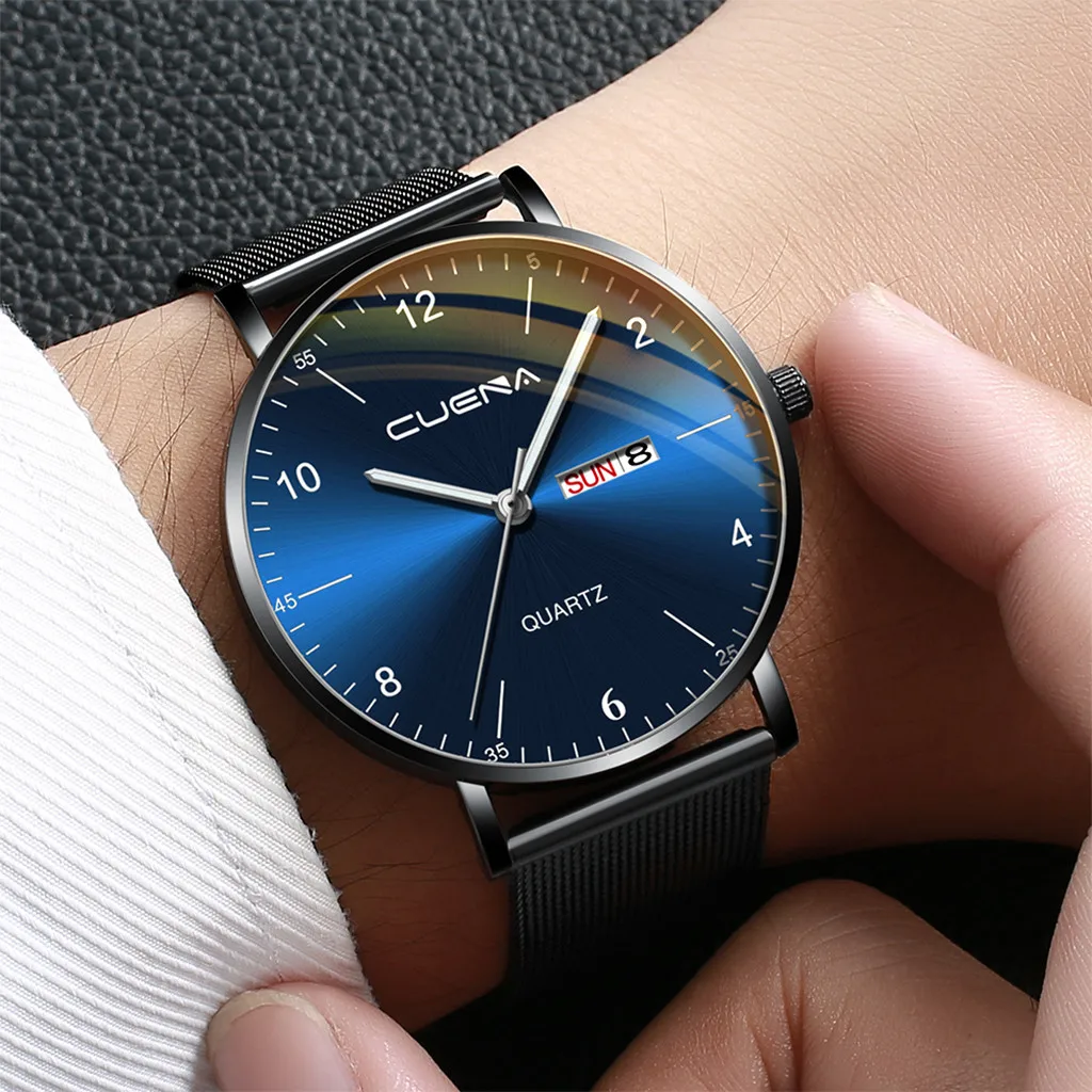 

2020 Men Watch Military Dial Quartz Wristwatch Watches Clock Classic Stainless Steel Mesh Watch Quartz Gift Relogio Masculino *A