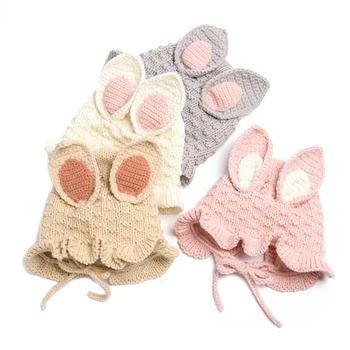 

2020 Baby Knitted Hat Toddler Girl Boy Kids Bunny Rabbit Ear Knitted Beanie Hat Winter Cap Winter Warm Hats for baby 6-24M