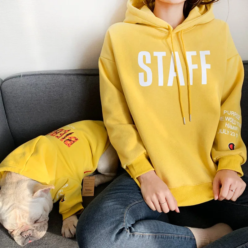 yellow Теплые худи для щенка, зимняя плотная толстовка с капюшоном для собак, стильная одежда для собак, семейный костюм, модный дизайн для всех размеров, мопс-Бульдог - Цвет: yellow