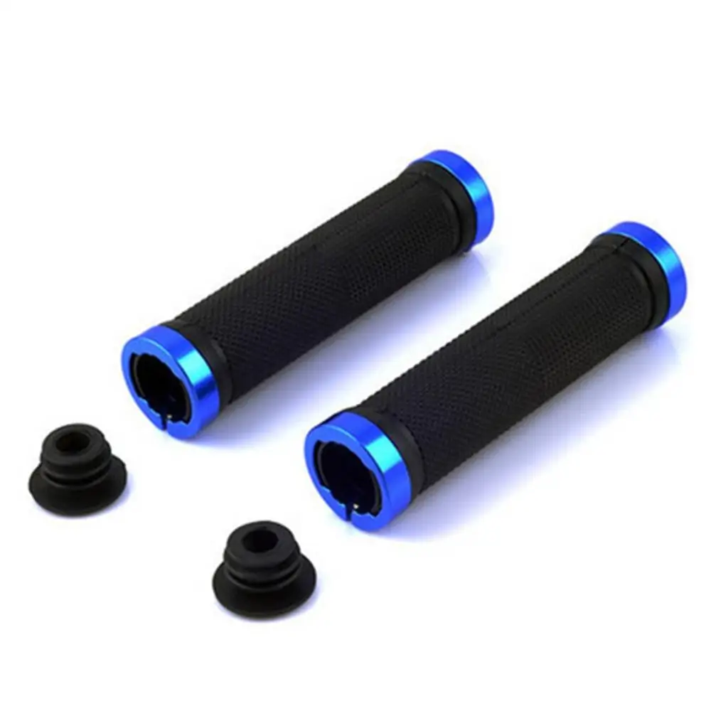 blue Горный Велоспорт велосипед MTB Руль Ручки резиновые противоскользящие ручки ручка Allominnium Aolly+ резиновые, Байк, велосипед руль - Цвет: blue