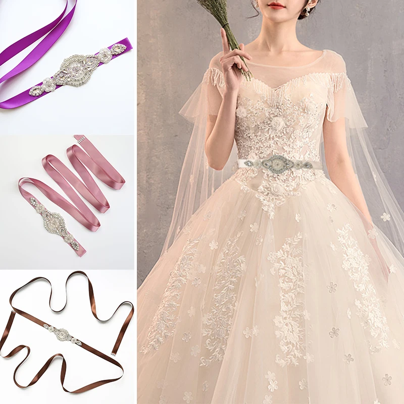 Стразы Свадебные ремни элегантный свадебный пояс Кристальный для свадебных