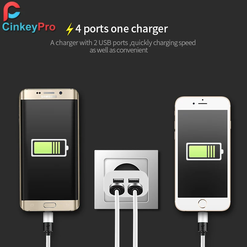 Cinkeypro USB Зарядное устройство для iPhone Samsung Android 5 В 4A 4-Порты мобильный телефон Универсальный Быстрая зарядка свет сетевой адаптер