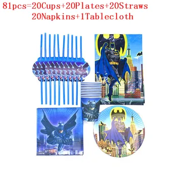 

51 / 81pcs Batman Theme Party Decoration Package For Kids Birthday Party Disposable Supplies Cup Plate Straws Napkins Tablecloth
