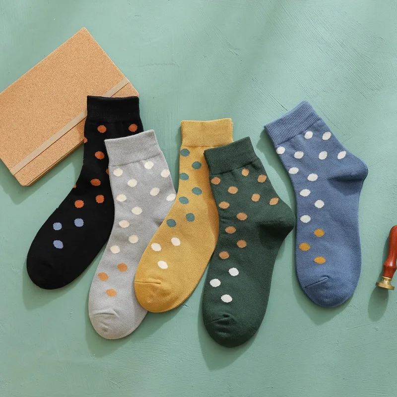 

Men's Wave Point In The Tube Socks men's Autumn And Winter Long Dot New Cotton Casual men's Socks G0904