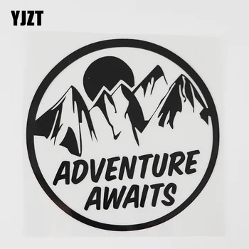 

YJZT 14.3CMX14.4CM Adventure Awaits Camper Decal Vinyl Car Sticker Black/Silver 8A-1016