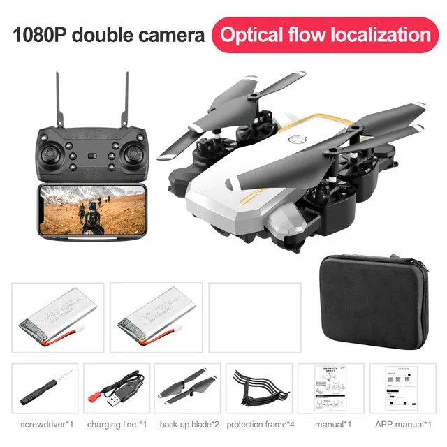 Lf609 Дрон 4k с Hd камерой Wifi 1080p двойная камера профессиональный Дрон долгий срок службы батареи батарея следуем за мной Квадрокоптер Fpv - Цвет: White 1080P Dual 2B