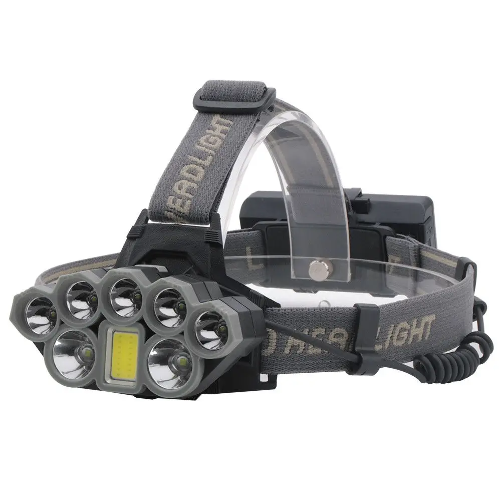 100000LM 2T6 + 5XPE 1COB 8LED фары Перезаряжаемые фонарик USB фара 2*18650 6 режимов из