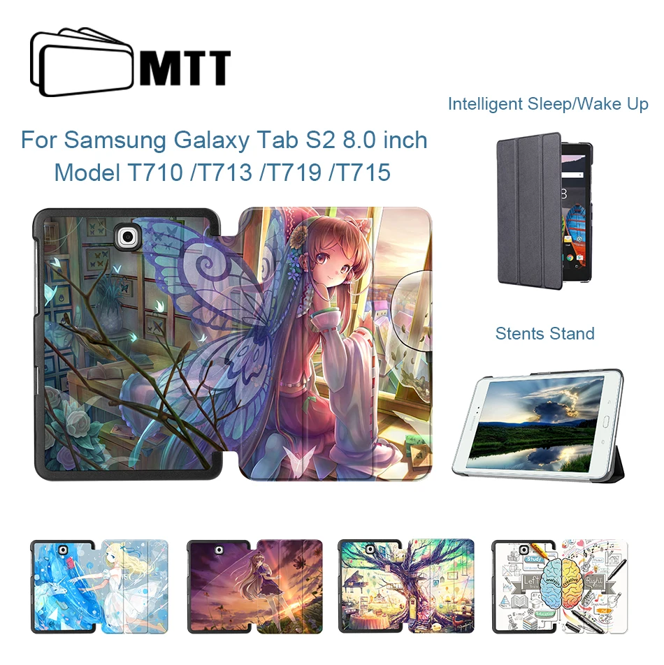 МТТ для Samsung Galaxy Tab S2 8,0 "чехол для планшета SM-T710 T715 мультфильм аниме для девочек из искусственной кожи флип Смарт Обложка защитный