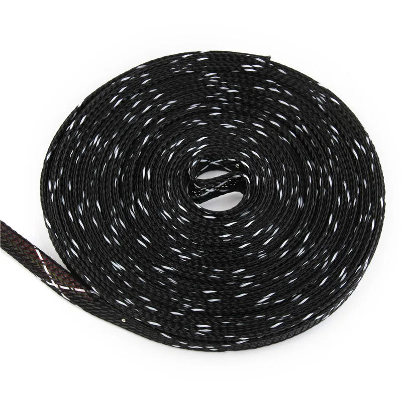 5 цветов 10 м кабельная втулка защита провода ПЭТ нейлон расширяемый плетеный кабель Sleeveing 8 мм защита провода сальника - Цвет: Black White