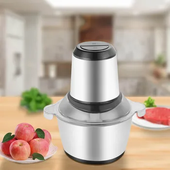 

300W Electric Meat Grinder Mincer Food Processor Slicer With 2L 304 Stainless Steel Mixing Cup Silver & Black