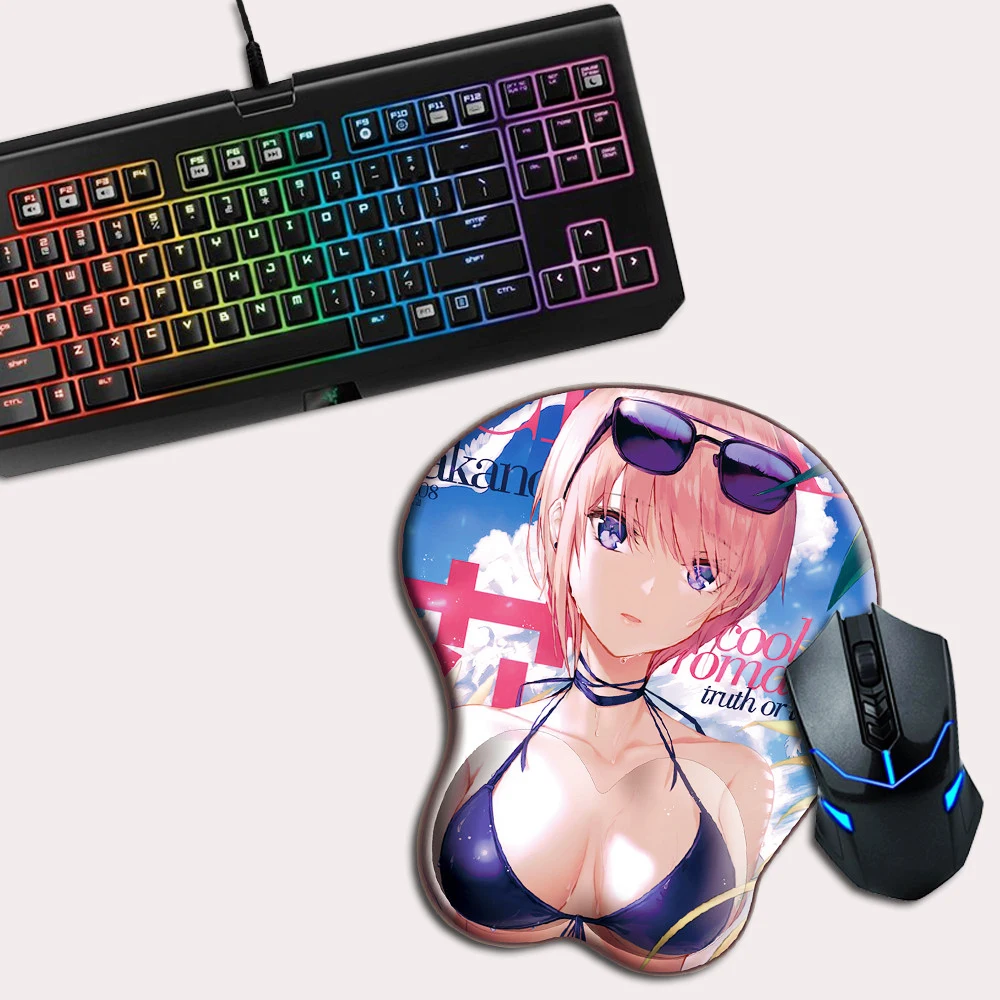 FFFAS 3D коврик для мыши для запястья удобный коврик эргономичный Oppai темно-синий геймерский коврик для мыши для ноутбука лучший подарок для друга