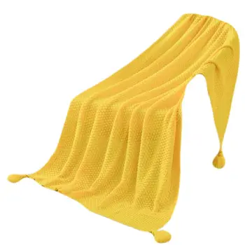 

Nordic Knitted Throw Blanket with Tassels Pendant Pineapple Pattern Weave Shawl
