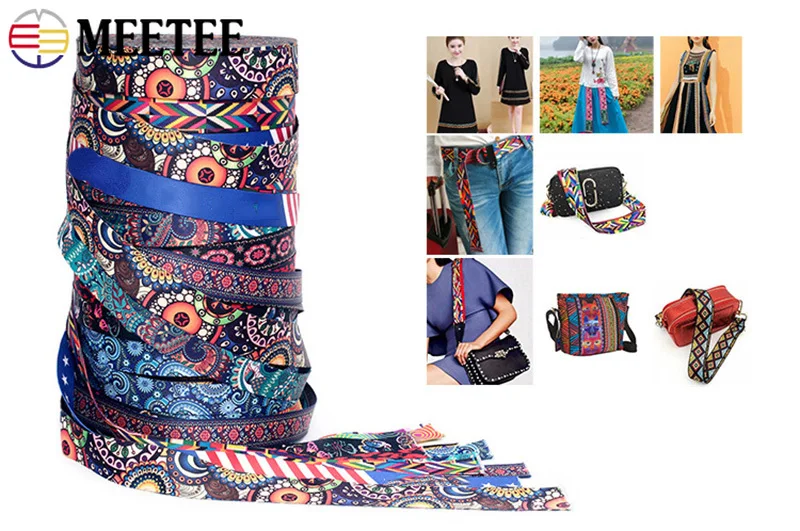 Meetee 5 метров 38 мм модный принт Этническая жаккардовая лента для сумки ремень лента DIY текстильная одежда декоративная лента аксессуары для шитья