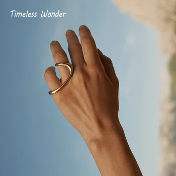 

Timeless Wonder Brass Irregular Geo Cocktail Rings Women Jewelry Punk Hiphop Gothic Designer Rare Ins Runway Fine Girl Top 2537