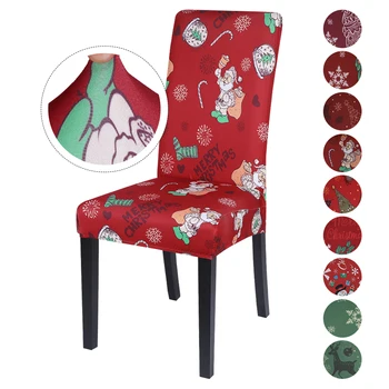 

Christmas Chair Cover Stretch Elastic Slipcovers Chair Covers For Dining Room Wedding Banquet 1/2/4/6pcs