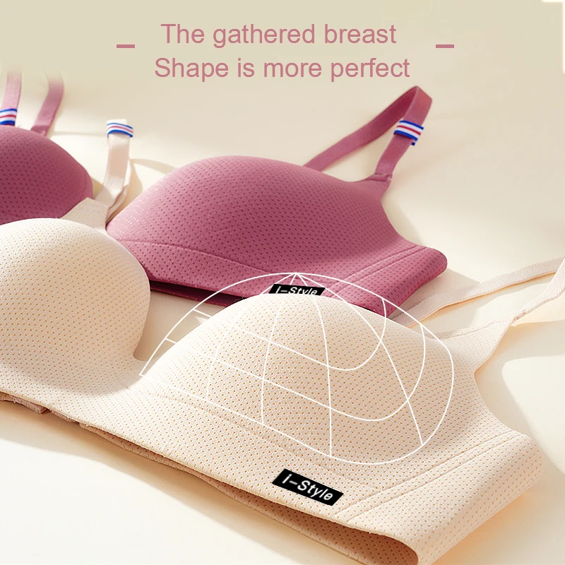 Seamless Bra Wire Free Brassieres Soft Push Up Intimate Women's Underwear Sexy Bralette Striped Shoulder Strap Womens Lingerie