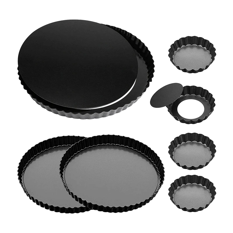 7Pcs Quiche Tart Pans,11 Inch 9 Inch 4 Inch Pie Pan with Removable