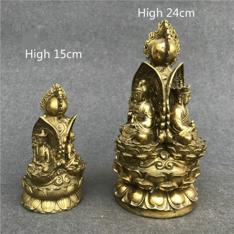 

Pious sculpture Collectible Crafts Copper God Tibet Buddhism Copper Three sides Tathagata Sakyamuni Gods Buddha Statue