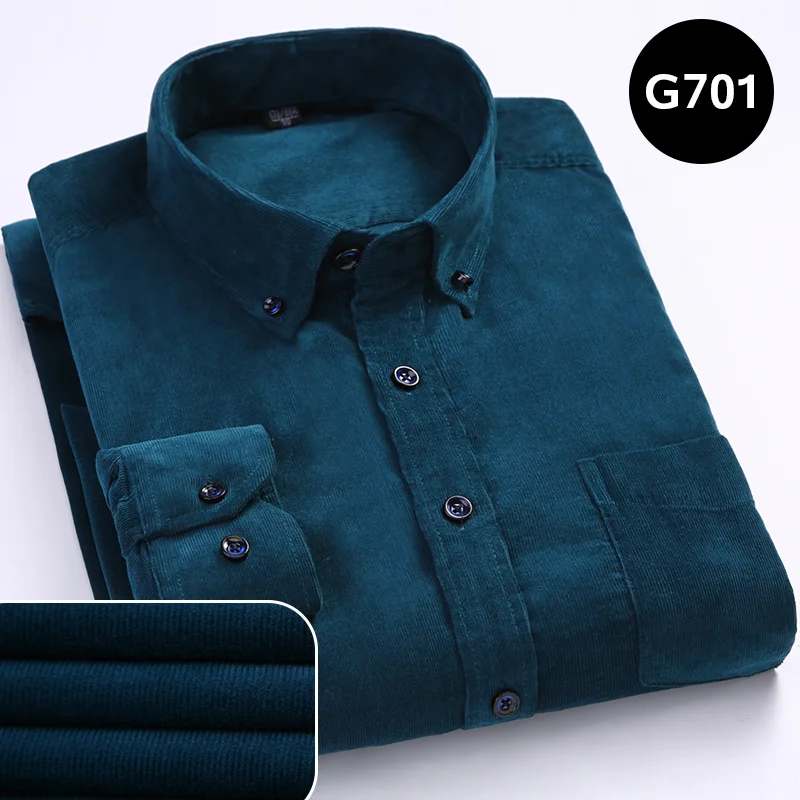 Corduroy Shirt 01 Мужская Вельветовая рубашка с длинным рукавом, осень, новинка, свободная, повседневная, одноцветная, большой размер, топ, Ropa Hombre, Elegante Koszula Meska, мягкая - Цвет: Corduroy Shirt 01