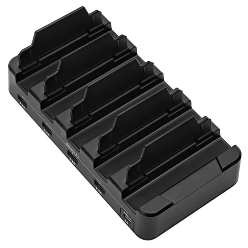 ABKT-Foldable Pvc 5-Port Usb Charger Bracket Multi-Port Usb Type C Mobile Phone Pc Tablet Smart Desktop Charging Station——Eu Plu