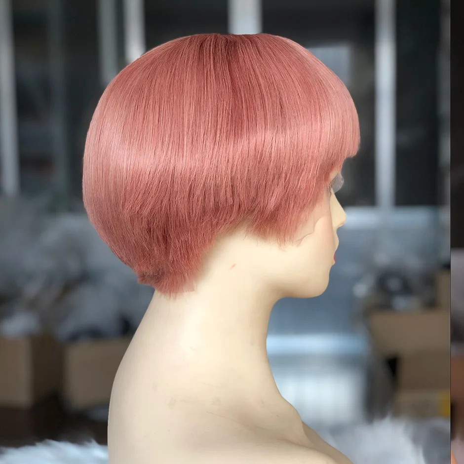 Eseewigs Боб 13x4 парики на шнурках светло розовые прямые человеческие волосы парик 150