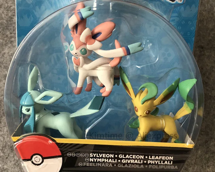 Eevee Vaporeon Jolteon flarion Espeon Umbreon Leafeon Glaceon с коробкой, фигурки, коллекция игрушек с покемонами - Цвет: with box