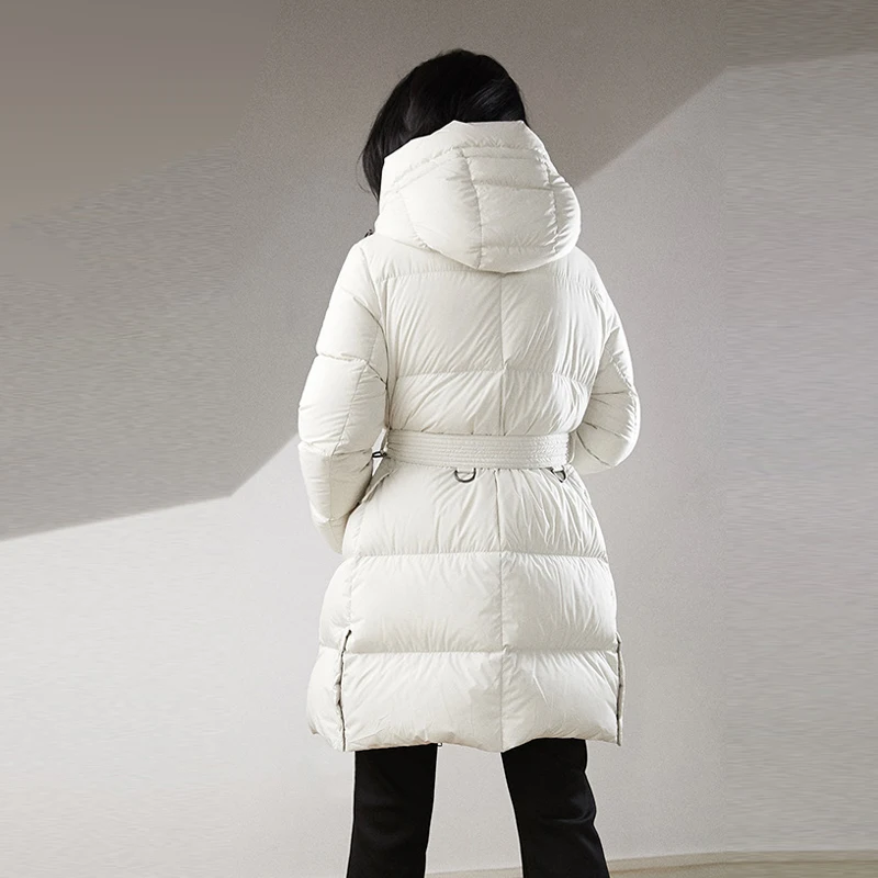 YNZZU новое зимнее женское пальто Женская куртка с капюшоном с поясом женский пуховик утепленная водолазка теплые зимние пальто A1335