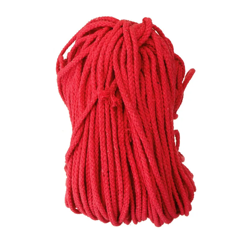 red 11 цветов, 100 м, 5 мм, 109 ярдов, хлопковая витая веревка, шнур макраме, ручная работа, плетеный шнур, текстильный Декор для дома - Цвет: red