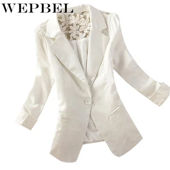 

WEPBEL Women's Blazer Jacket Casual Business Suit One Button Slim Coat Outwear