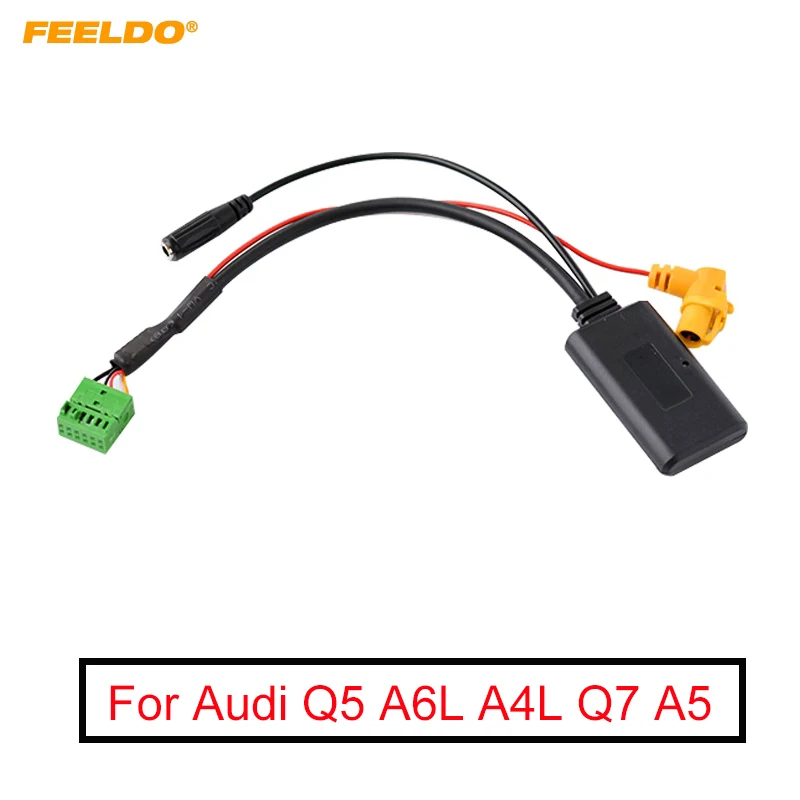 

FEELDO 1PC Car Wireless Bluetooth Module MMI 3G AMI Aux Audio Cable With Micphone For Audi Q5 A6L A4L Q7 A5 S5 AUX Cable