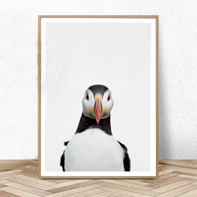 

Puffin Bird Art Print Nursery Wall Art Canvas Painting Animal Posters and Prints Wall Pictures for Living Room Kid Bedroom Decor