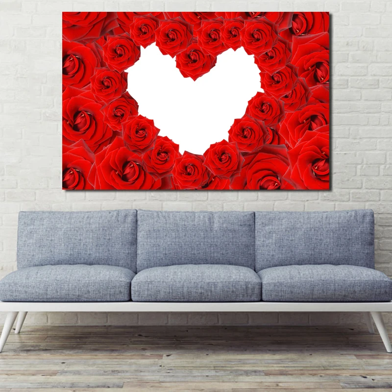 

Red Rose Flower Love Canvas Painting Print Living Room Home Decor Modern Wall Art Oil Painting Poster Salon Pictures Framework