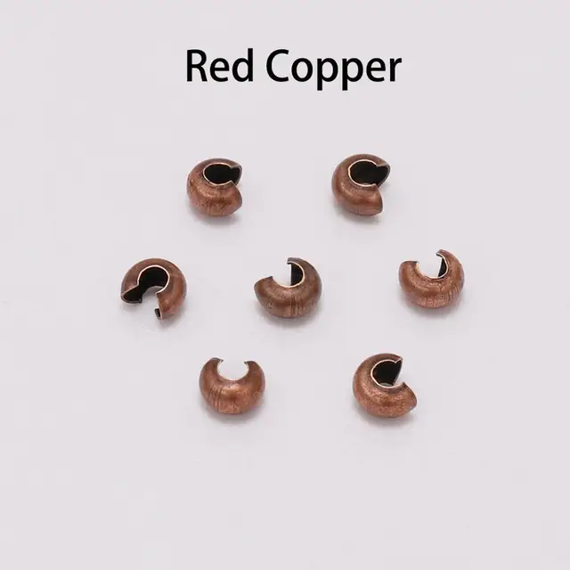50-100pcs/lot Copper Round Covers Crimp End Beads Dia 3 4 5 mm Stopper Spacer Beads For DIY Jewelry Making Findings Supplies Red copper 100Pcs