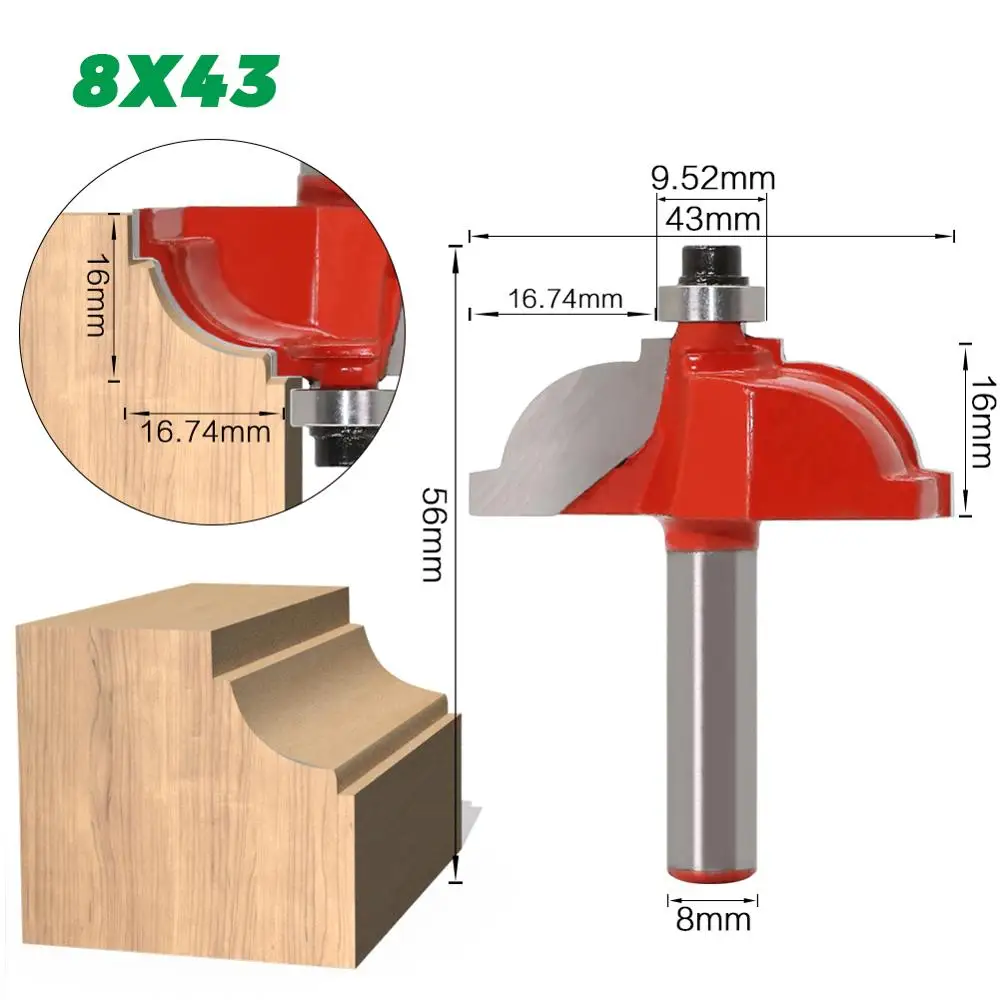 1 шт. 8 мм хвостовик древесины маршрутизатор бит прямой Концевая фреза триммер очистка заподлицо отделка угловая круглая бухта коробка биты инструменты фреза - Длина режущей кромки: 8X43