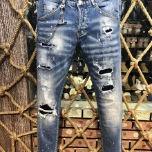 DSENQI Новые мужские джинсы Рваные для DSQ джинсы брюки мужские джинсы Верхняя одежда мужские брюки 9506