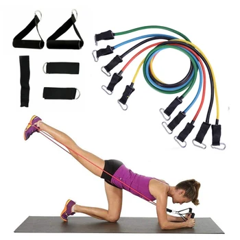 

11pcs/set Yoga Resistance Tube Band Stretch Pull Rope Fitness Training Expander Door Anchor With Handle Ankle Strap New