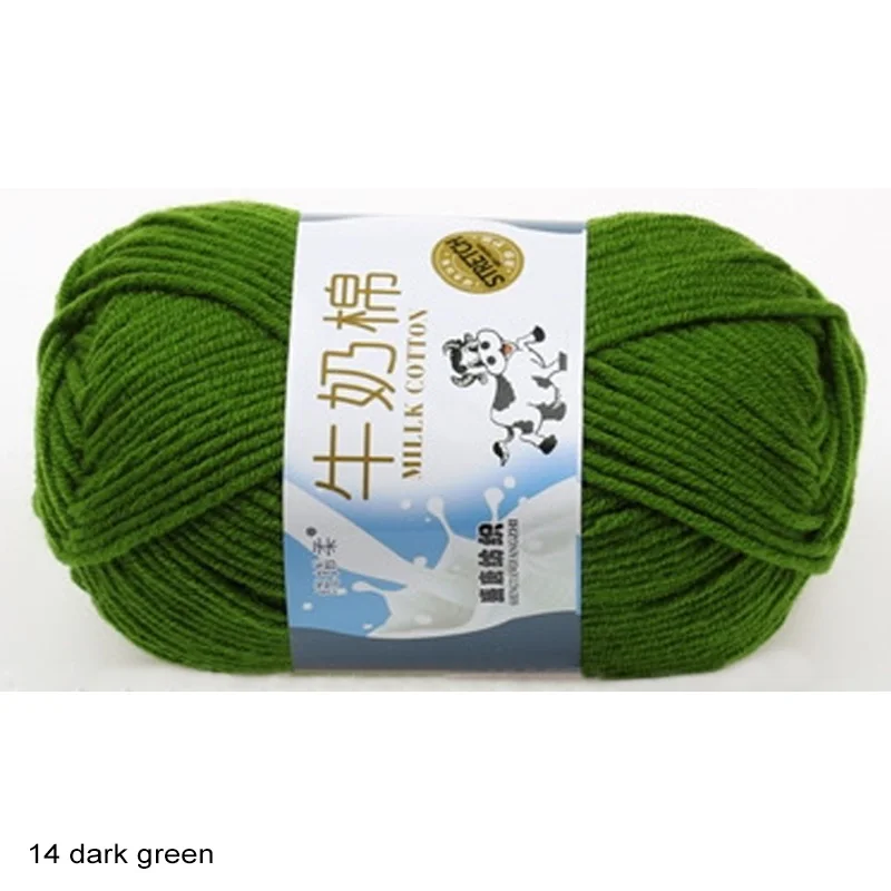 14 dark green Ручные вязальные принадлежности вязальная пряжа молочного хлопка пряжа для вязания окрашенная вязальная пряжа гладкое молочное волокно - Цвет: 14 dark green