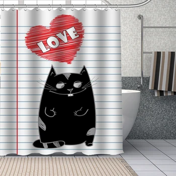 

Custom Cartoon cat Shower Curtains DIY Bathroom Curtain Fabric Washable Polyester for Bathtub Art Decor douchegordijn