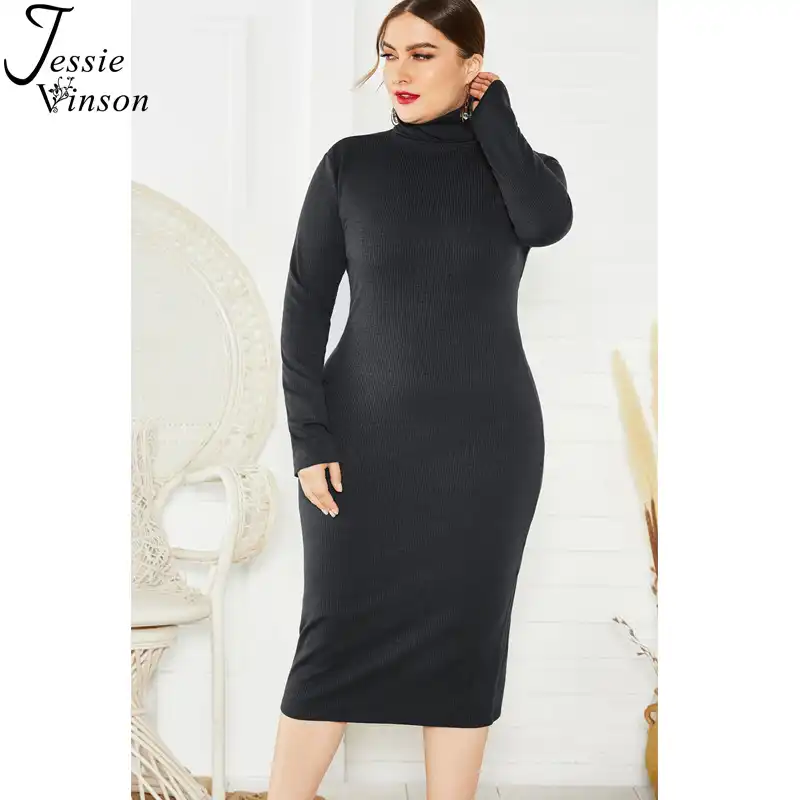 long sleeve midi bodycon dress plus size