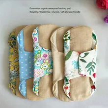 2pcs/set Waterproof Cotton Sanitary Napkins Reusable Menstrual Pads Comfortable Breathable Cotton Washable Pads for Women