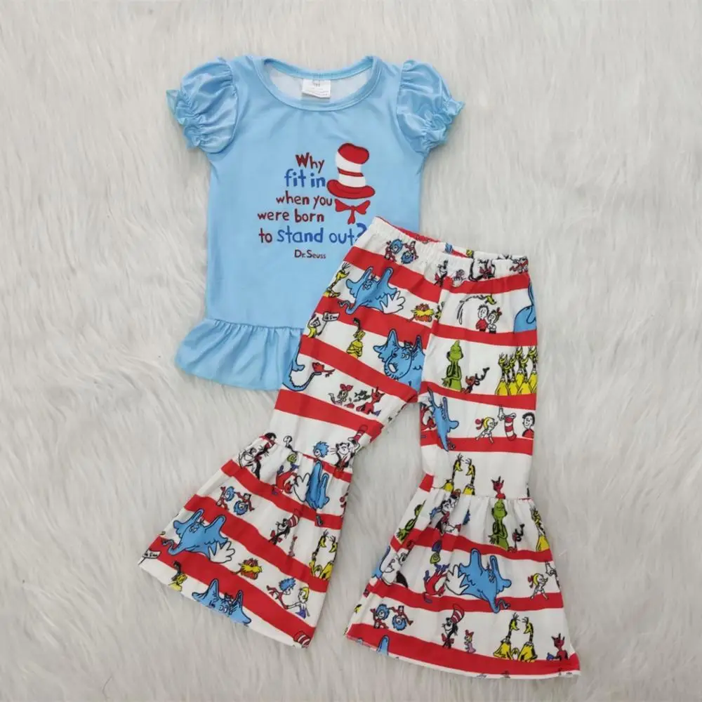 

New Design Christmas style cotton print short sleeve top+pants set