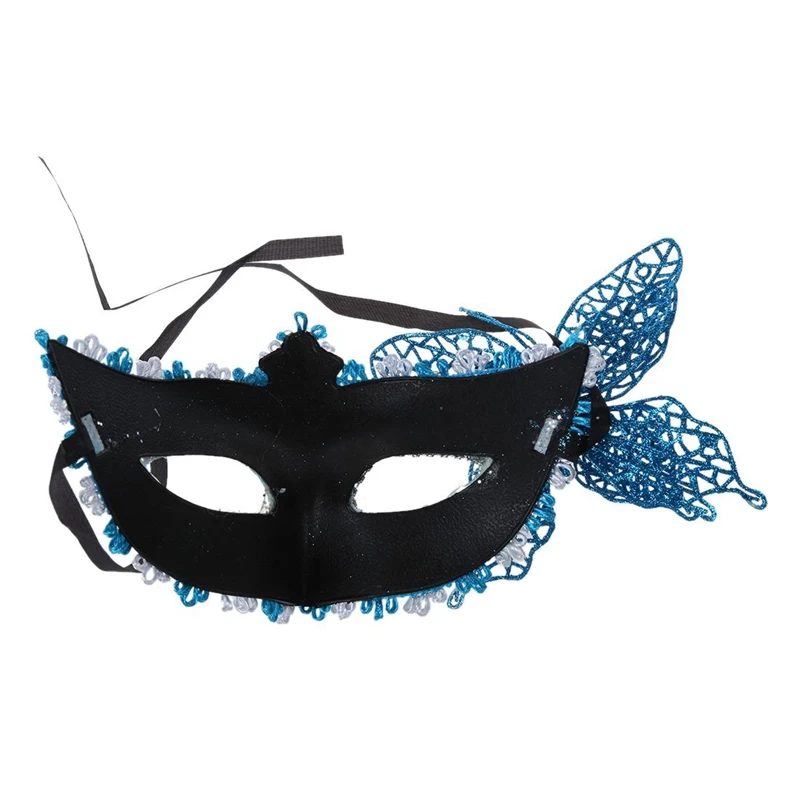 2 PCS Sexy Women Lace Mask Venetian Masquerade Ball Party Carnival Face, Eye(Blue& Silver
