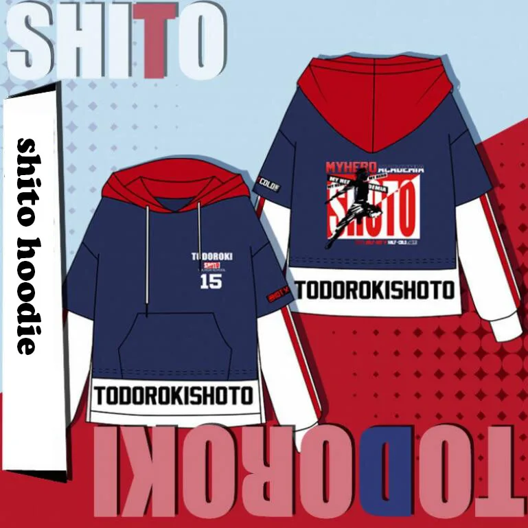Толстовка с капюшоном в стиле аниме «My Hero Academy Boku no Hero Academy Todoroki Shoto», унисекс, толстовка с имитацией двух частей, пуловер, пальто